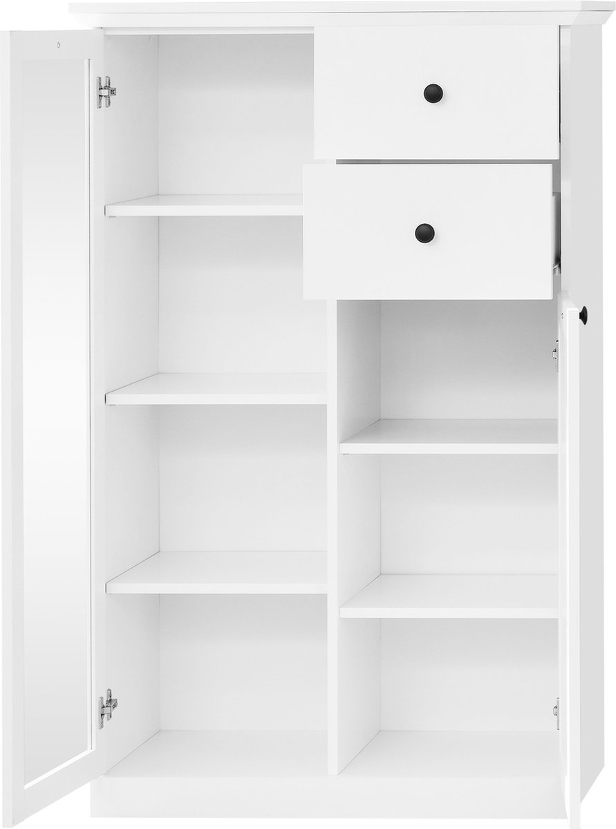 trendteam Highboard Vitrine Woonkamerkast Commode Wit Decor 81 x 129 cm
