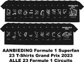 AANBIEDING Superfan Set Grand Prix 2023 - 23 T Shirts Formule 1 Racing - T-Shirts ALLE Formule 1 Circuits - Dutch Lion Legion - Zwart T-shirt - T-Shirt Man - T-Shirt Grand Prix - GP Bundel - maat XXL