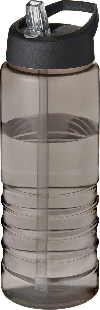 Sport bidon gerecycled kunststof - drinkfles - donkergrijs/zwart - 750 ml - Sportfles