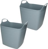 2x stuks bathroom Solutions Kuip - flexibel - emmer/wasmand - blauw - 25 liter - 41 x 35 x 38 cm