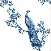 2 Pakjes papieren lunch servetten - Royal Peacock / Blauw Wit / Pauw