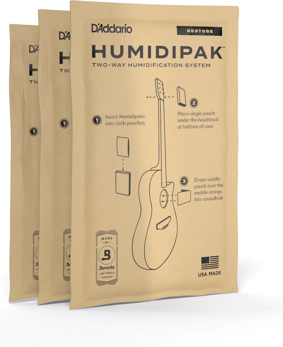 D'Addario PW-HPCP-03 Humidification Conditioning 3-Pack - Accessoire voor gitaren