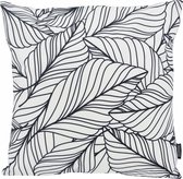 Sierkussen Black & White Leaves | 45 x 45 cm | Katoen/Polyester