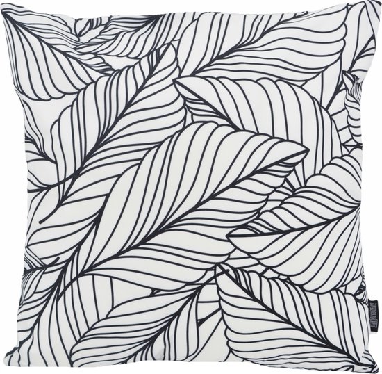 Sierkussen Feuilles noires et White | 45 x 45 cm | Coton / Polyester