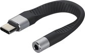 NÖRDIC USBC-DAC - Korte, Platte USB-C naar 3.5mm Audio Jack adapter - DAC - 14cm - Zwart