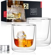 2 x 200 ml whiskyglazen set dubbelwandig – dubbelwandige glazen voor whiskywater, thee, koffie of longdrings – vaatwasmachinebestendig