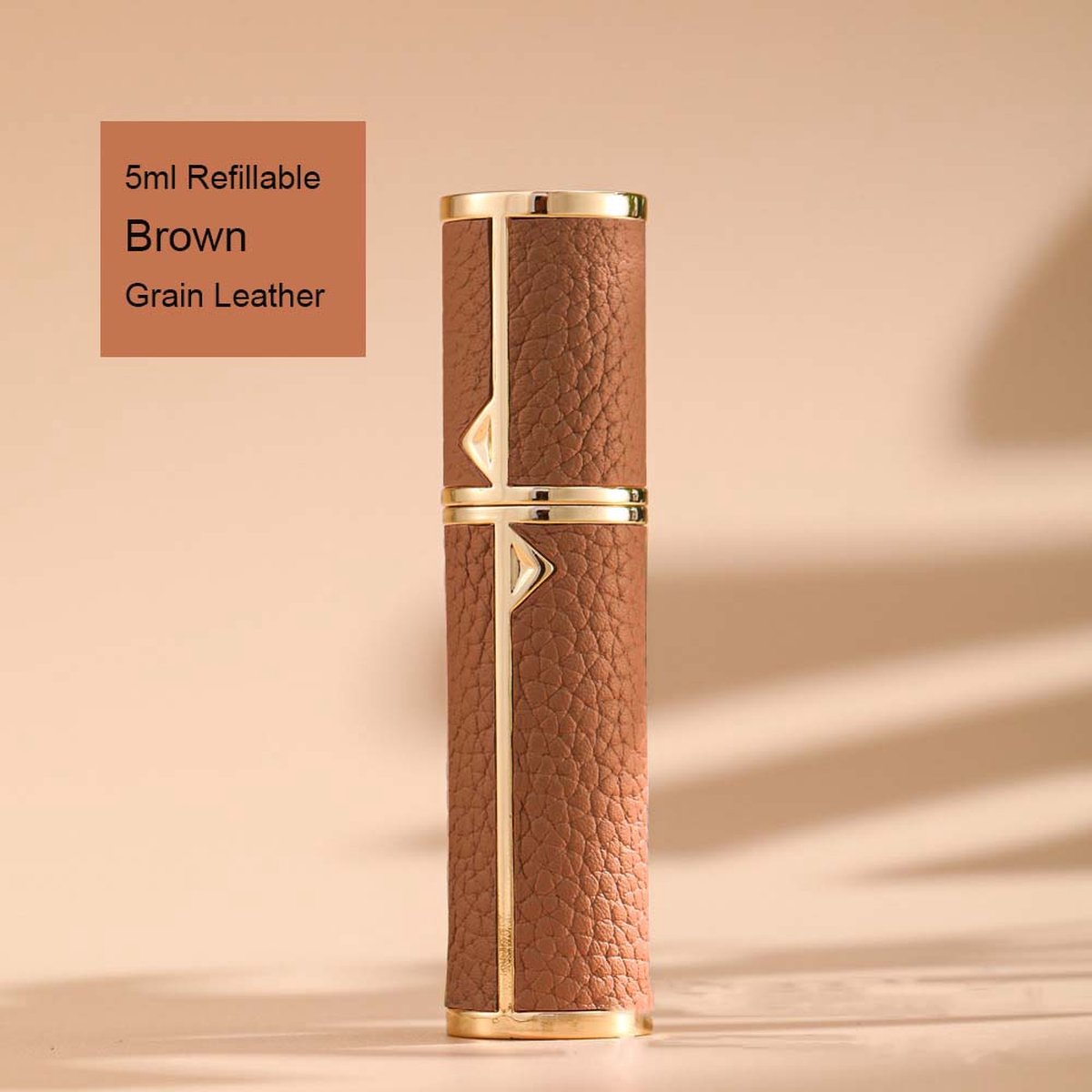 Goedkoopste Pearlita Leer Parfum Verstuiver - Navulbaar - Reisflesjes - Handbagage - Parfumflesjes - Flejes - Leeg - Brown - 5ml