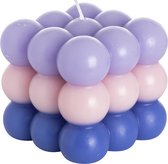 Bougie Gusta - cube - 8,5x8cm - violet/rose/bleu
