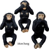 Horen, zien en zwijgen Aap set 10 cm - Hear, Speak and See no evil - Monkey - Apen -