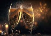 Papieren placemats - Champagneglazen - 100 stuks - 42cm x 29,7cm - Nieuwjaar, Verjaardag, Gouden Bruiloft, Feest - Goede kwaliteit 90gr/m2