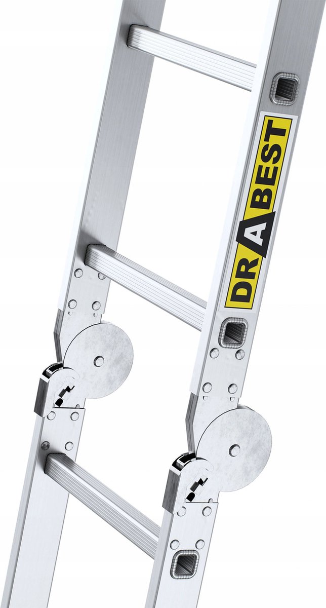 Aluminium multifunctionele ladder | 12 sporten inklapbaar 4-delig | 356 cm lengte | scharnierende laddersteiger vouwladder | tot 150 kg