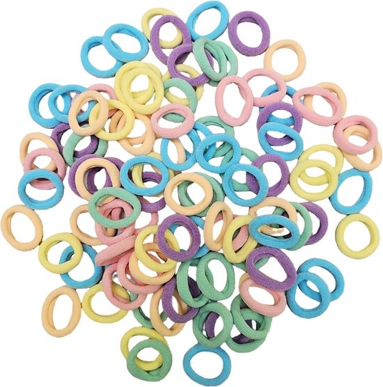Fako Fashion® - Elastiques cheveux Soft - Ø 23mm - 5mm Epaisseur - 100 Pièces - Pastel Mix