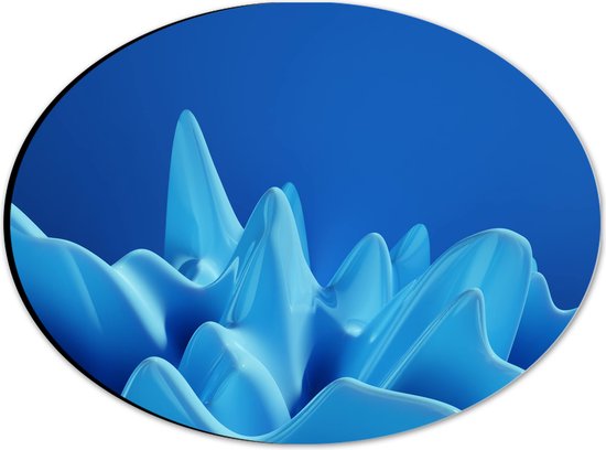 Dibond Ovaal - Lichtblauw Abstract Figuur tegen Donkerblauwe Achtergrond - 28x21 cm Foto op Ovaal (Met Ophangsysteem)