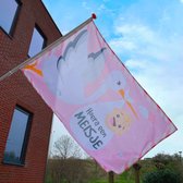 Geboortevlag meisje - Geboorteversiering - Hoera een meisje - Roze vlag - 150 x 100 cm