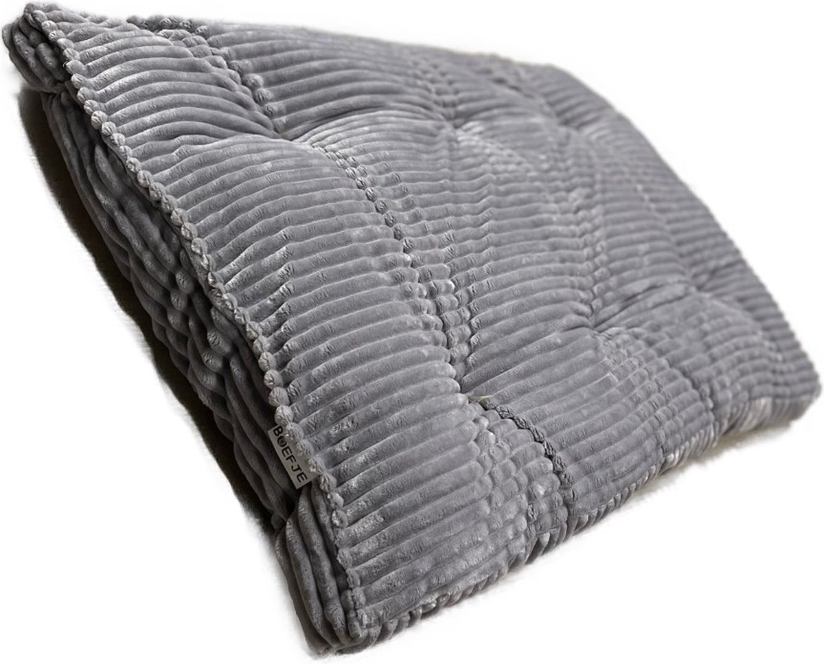 Boefje Hondenkussen - Fluweel - Rib - Grijs - 80 x 120 cm