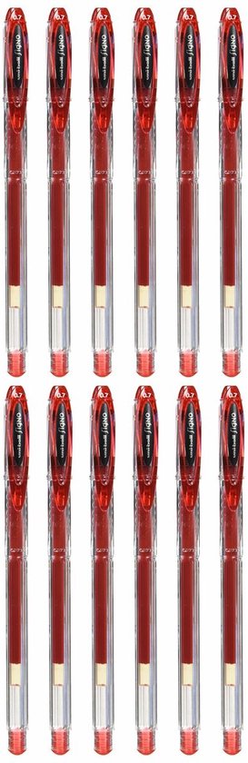 Liquid ink ballpoint pen Uni-Ball Rollerball Signo Basicos UM-120 Rood 12 Stuks