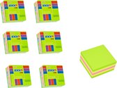 Stick'n Kleine Kubus - 6 pack - 50x50mm, neon/pastel mix groen, 250 sticky notes