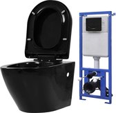vidaXL Toilettes vidaXL avec réservoir dissimulé en céramique noire VDXL_3054478