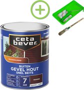 CetaBever Buiten Gevel & Kozijn Snel Beits - Zijdemat - Mahonie - 750 ml Inclusief 6 delige beitsset