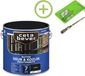 CetaBever - Kluspakket: Buiten Gevel Hout Snel Beits - ZijdeMat - Zwart - 2,5 liter Inclusief 6 delige beitsset