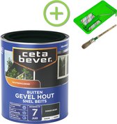 CetaBever Gevel & Kozijn Snel Beits - Zijdemat - Donker Groen - 750 ml Inclusief 6 delige beitsset
