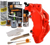 Kit de peinture pour étriers de frein Foliatec - Rouge NEON - 4 composants - Nettoyant pour freins inclus