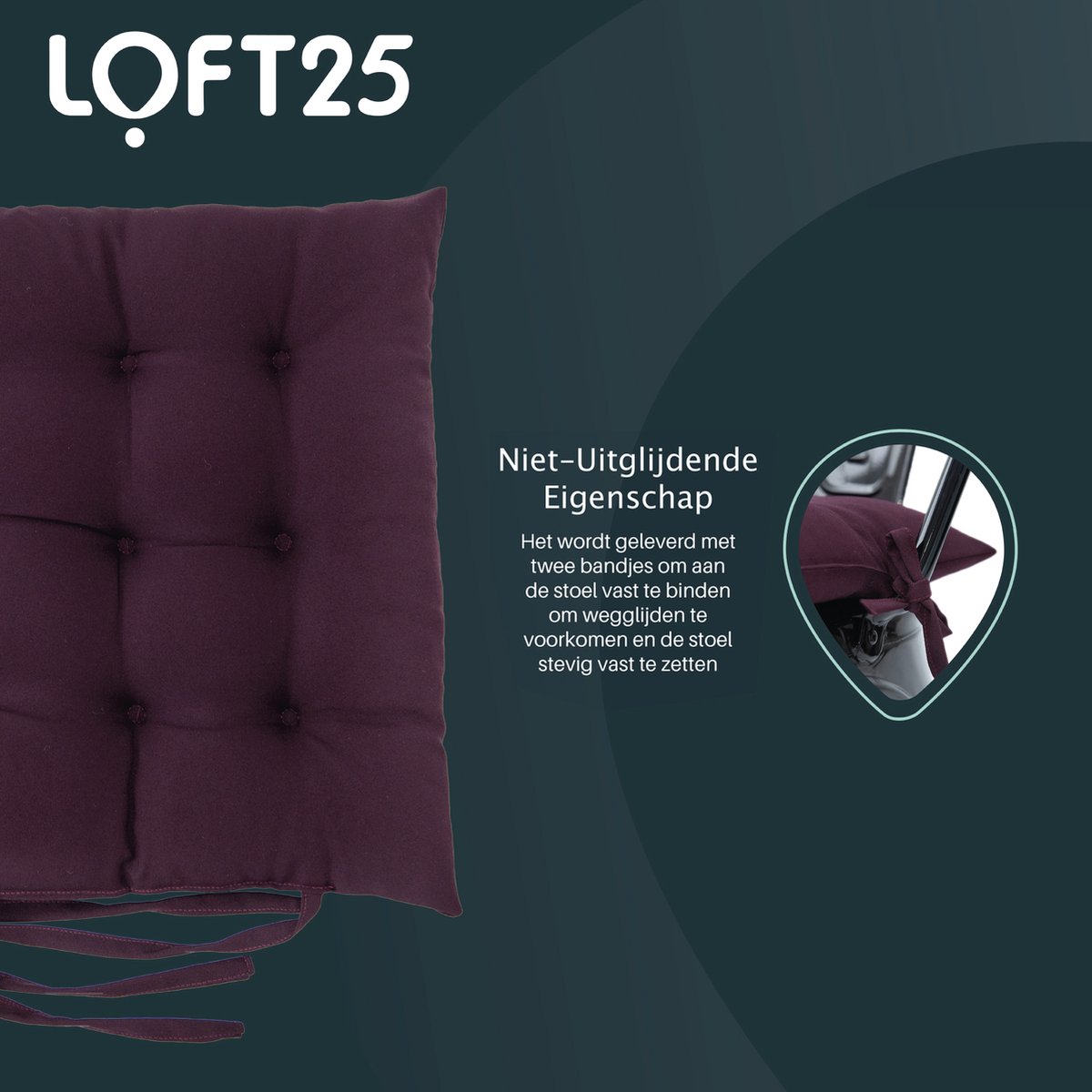 Coussin de siège Loft 25 avec ruban - coussin de chaise pour intérieur et  extérieur 