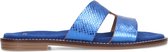 Manfield - Dames - Blauwe metallic slippers - Maat 40