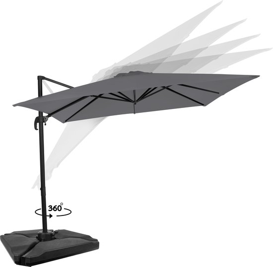 Parasol Cantilever VONROC Pisogne 3x3 M – Orientable 360°, Toile UPF 50+, Cadre Aluminium, Housse Incluse - 7
