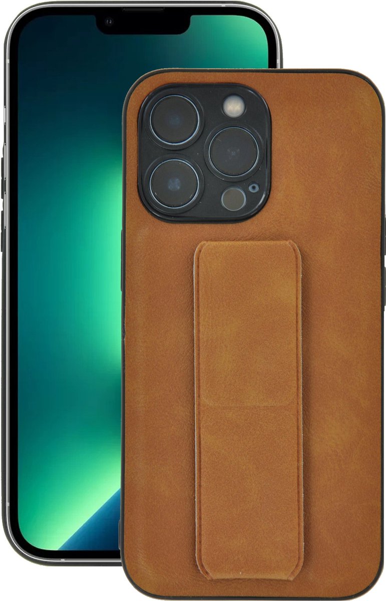 Geschikt voor iPhone 13 Pro hoesje - Kunstleder back cover met standfunctie Bruin