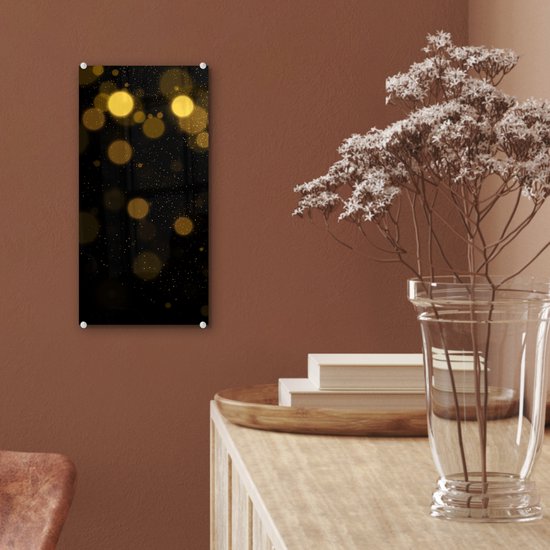 MuchoWow® Peinture sur verre 20x40 cm - Peinture sur verre - Or - Abstrait - Luxe - Zwart - Photo sur verre acrylique - Peintures