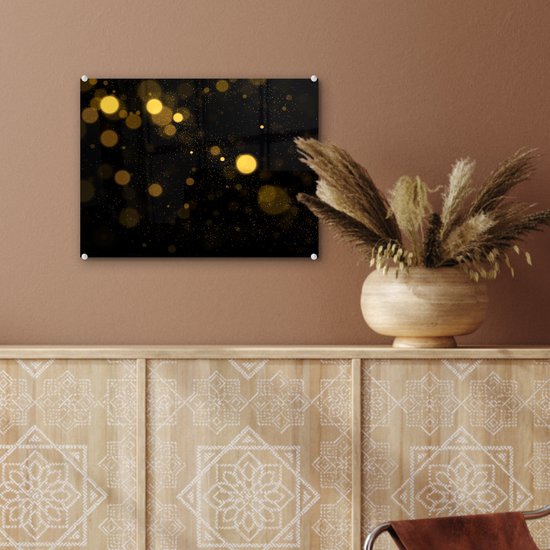 MuchoWow® Peinture sur verre 40x30 cm - Peinture acrylique sur verre - Or - Abstrait - Luxe - Zwart - Photo sur verre - Peintures