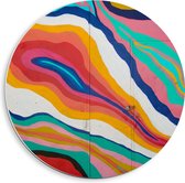 PVC Schuimplaat Muurcirkel - Abstracte Meerkleurige Strepen - 40x40 cm Foto op Muurcirkel (met ophangsysteem)