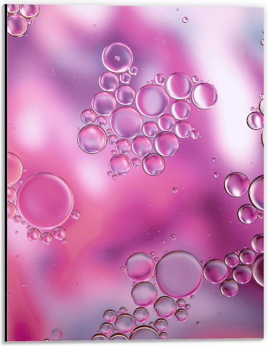 Dibond - Bubbels in Roze Achtergrond - 30x40 cm Foto op Aluminium (Wanddecoratie van metaal)