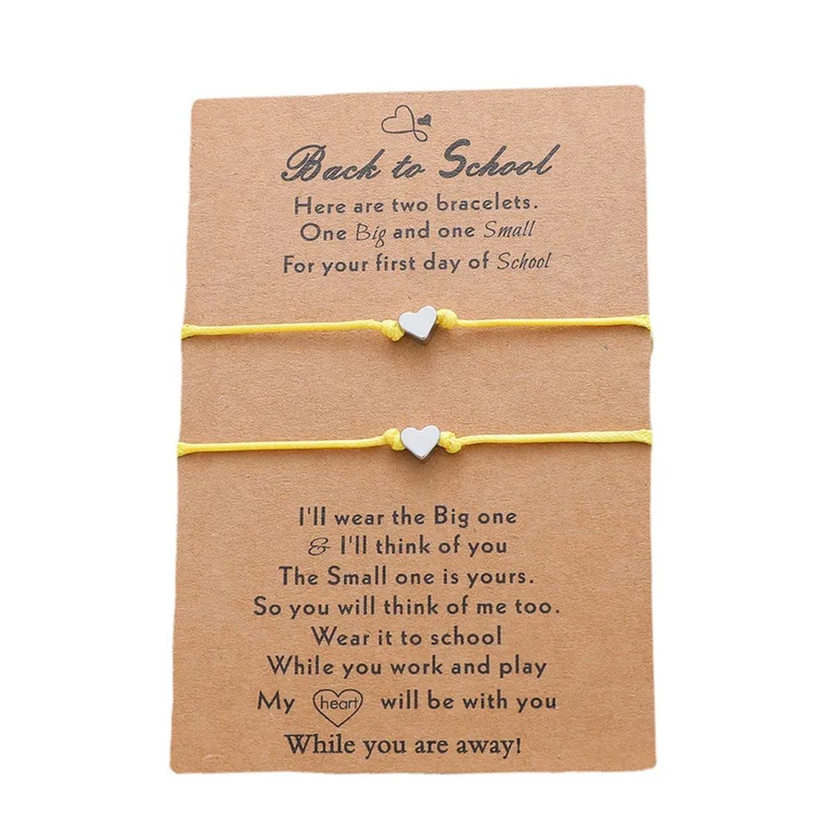 Vriendschapsarmbandjes voor 2 met Kleine Hartjes - Gele Bandjes - Back to School Cadeau - Terug naar School - Pax Amare