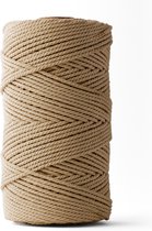 Ledent macramé touw, (3mm, 120M), dubbel getwist - 100% geregenereerd katoenkoord - Macramé touw in het bruin om mee te knutselen.