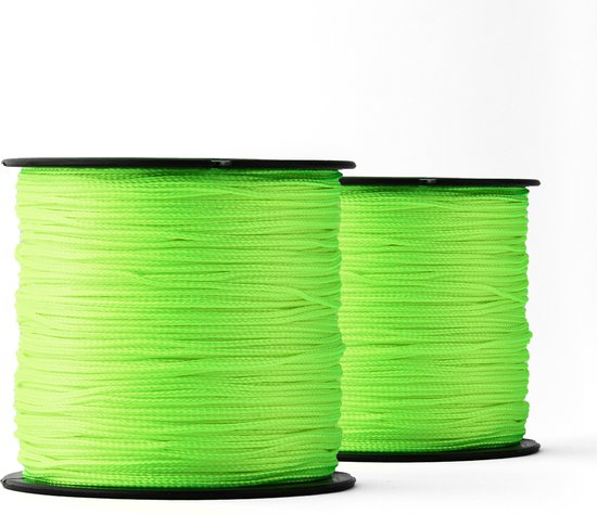 Foto: Snuro polyester touw 1mm 2 x 100m robuust gevlochten polyester touw in het fluorescerend groen voor elke toepassing weerbestendig touw ideaal voor buiten survival 