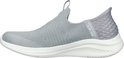 Grijze Skechers Slip-ins instapper met een gebreid bovenwerk en witte zool.
