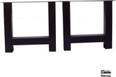 H tafelpoot eettafel metaal 8x8 cm Set - Zwart