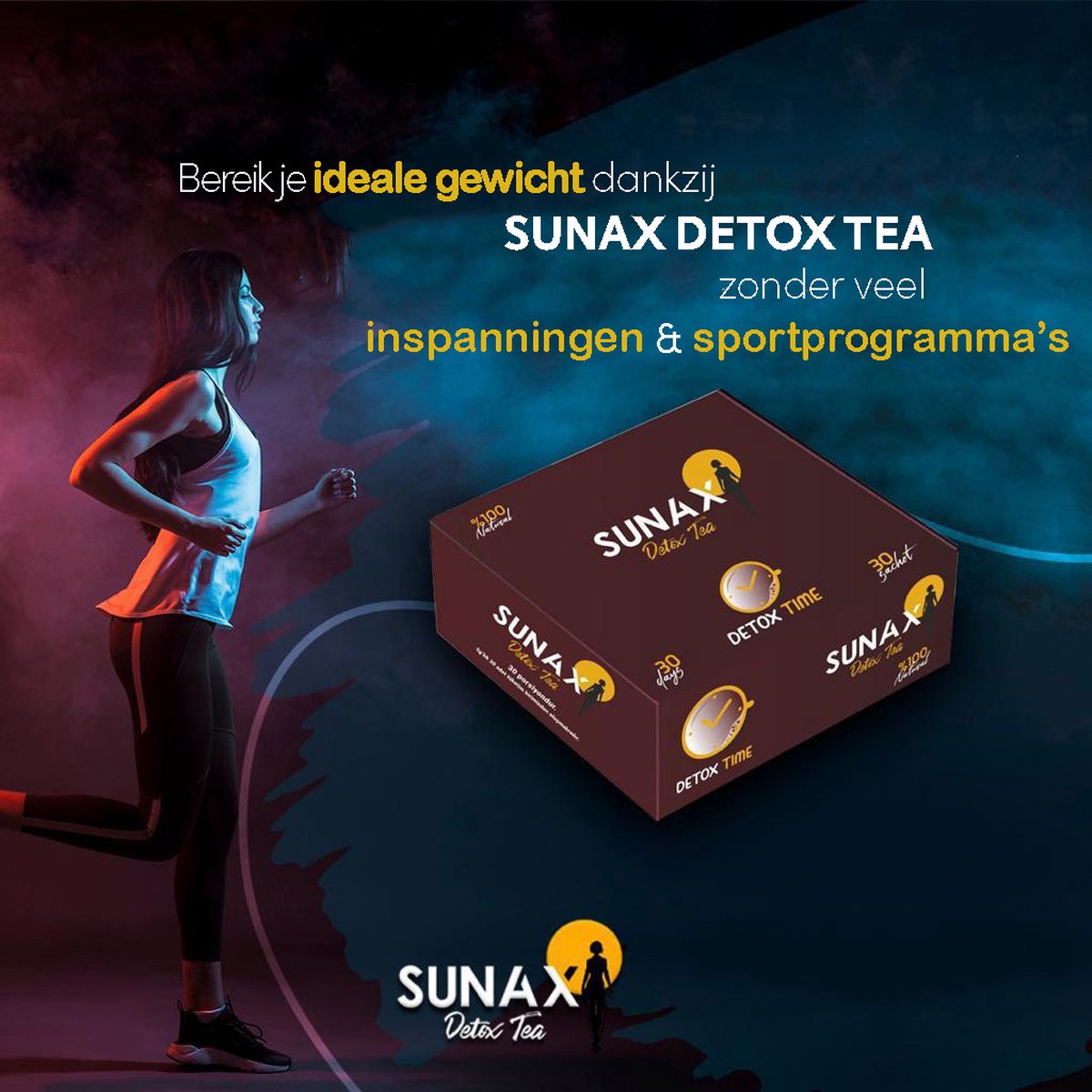 SUNAX Detox&Afslank Tea - 100% Natuurlijk - 60theezakjes - Verbrand vetten  -... | bol