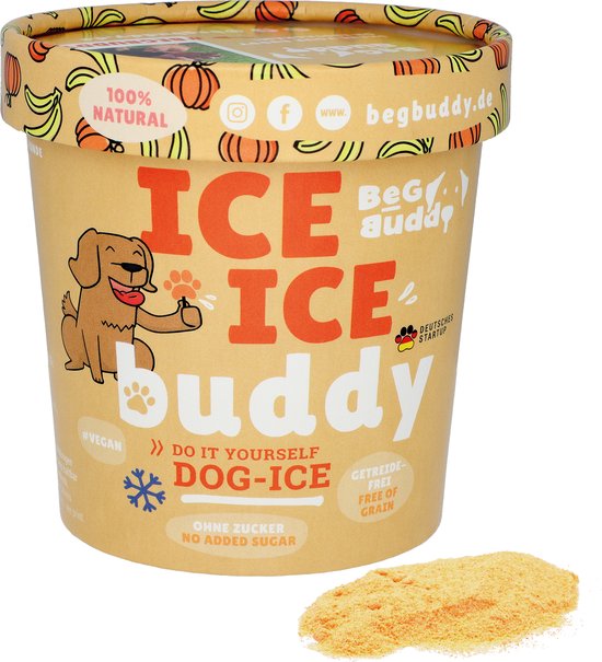 BeG Buddy IJsmix voor honden in de smaak Pompoen Banaan - 100% natuurlijk - Géén toegevoegde suikers - Vegan honden ijs mix - Gezonde snack om af te koelen