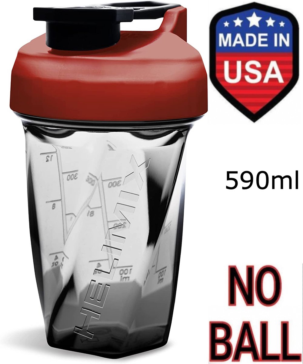 Goedkoopste Helimix Vortex Shaker beker - Kleur Rood - 590ml - Geen blending bal of garde nodig - Beste draagbare pre-workout wei-eiwit fitness beker - Mixt Cocktails, Smoothies en Shakes - Bidon is vaatwasserbestendig