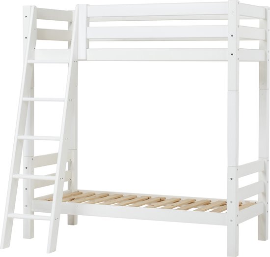 Hoppekids ECO Luxury Hoogslaper met schuine ladder 70x160 cm, Wit