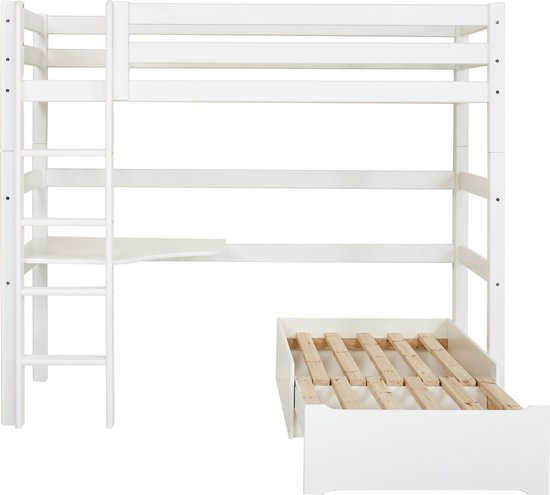 Hoppekids ECO Luxury MEGA bed 90x200 cm met lounge-module en bureau, wit.
