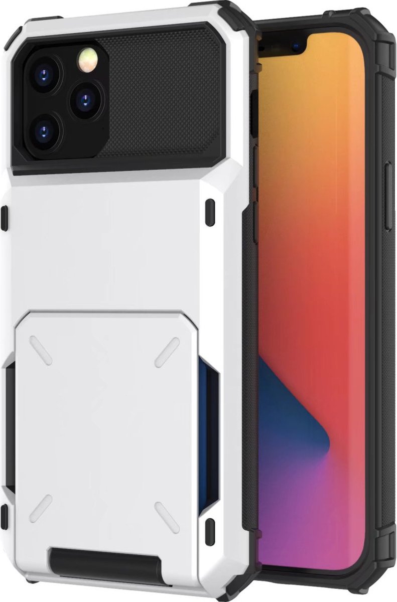 Hoesje geschikt voor iPhone 12 - Backcover - Pasjeshouder - Portemonnee - TPU - Wit