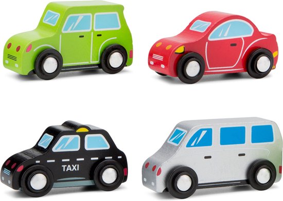 New Classic Toys Houten Voertuigen Set - 4 auto's