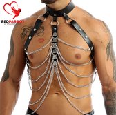 BDSM Choker harnas Heren | Bondage ketting | SM kleding | Leder | BDSM kleding | Verstelbaar | Leer | Look | One Size | Lingerie