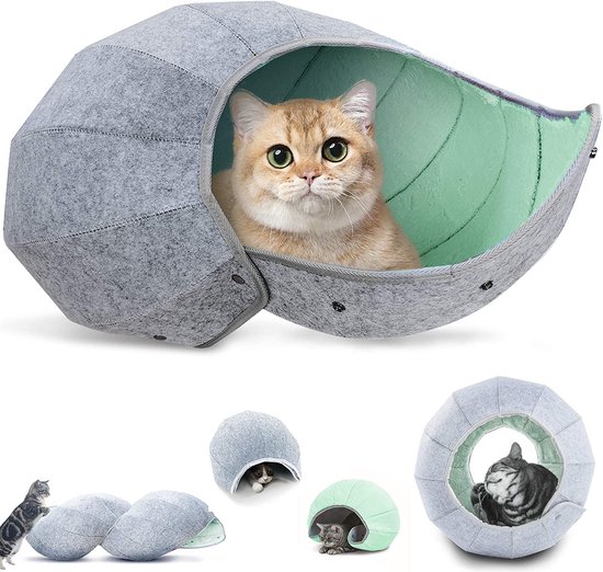Cat Toy Balls Indoor Cat Tunnel Tube Interactief 8 in 1 Bed Cave Condos Draagbaar en opvouwbaar Multifunctioneel Krasbestendig Leuk Speelgoed (M, Groen)