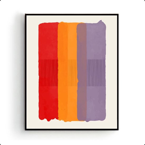 Postercity - Poster Abstract gekleurde kunst rood oranje paars - Abstracte Kunst - 80x60cm