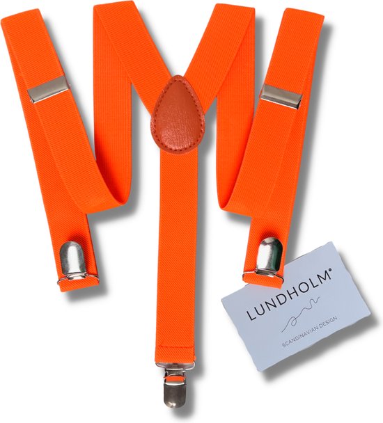 Lundholm Bretelles homme femme unisexe orange - outfit accessoires King's Day - bretelles robustes et réglables | Design scandinave - Série Køge